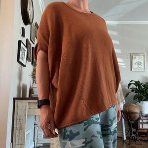 Anthropologie Burnt Orange Crew Neck Sweater
